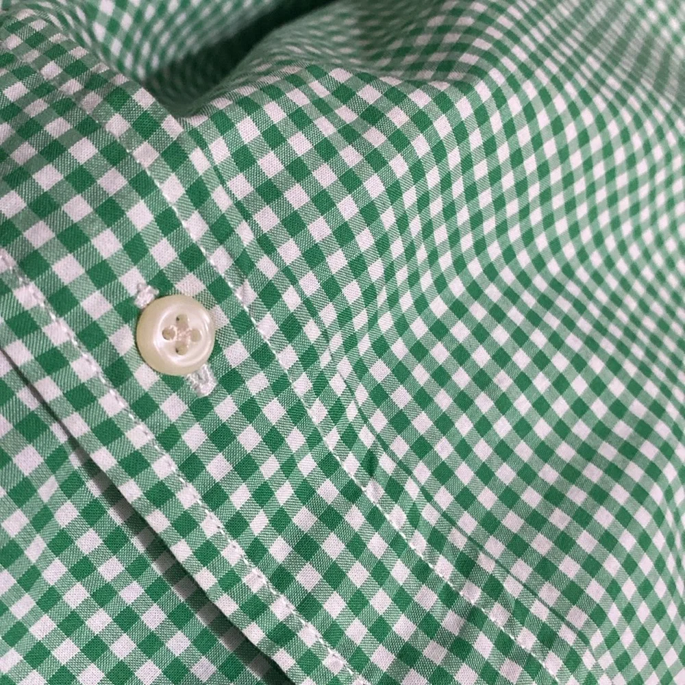 Ralph Lauren Green White Gingham Button-Down Shirt - Boys